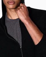 Armani Exchange -  Wool Blend Zip Up Hooded Cardigan, Man, Black, Size: