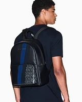 Armani Exchange - Backpack with monogram and stripes, Man, Blue, Size: TU