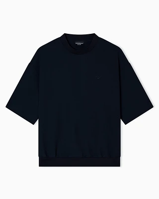 Emporio Armani - Icon 3D piqué-effect crêpe jersey T-shirt, Man, Blue, Size: