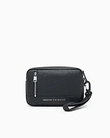 Armani Exchange - Beauty case with external strap in ASV recycled material, Man, Black, Size: TU