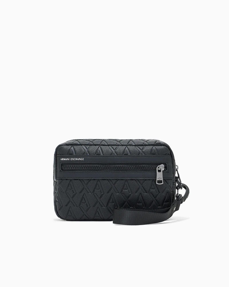 Armani Exchange - Clutch bag with allover embossed logo, Man, Black, Size: TU