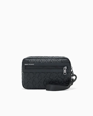 Armani Exchange - Clutch bag with allover embossed logo, Man, Black, Size: TU