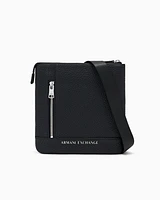 Armani Exchange - Flat crossbody bag with external pocket, Man, Black, Size: TU
