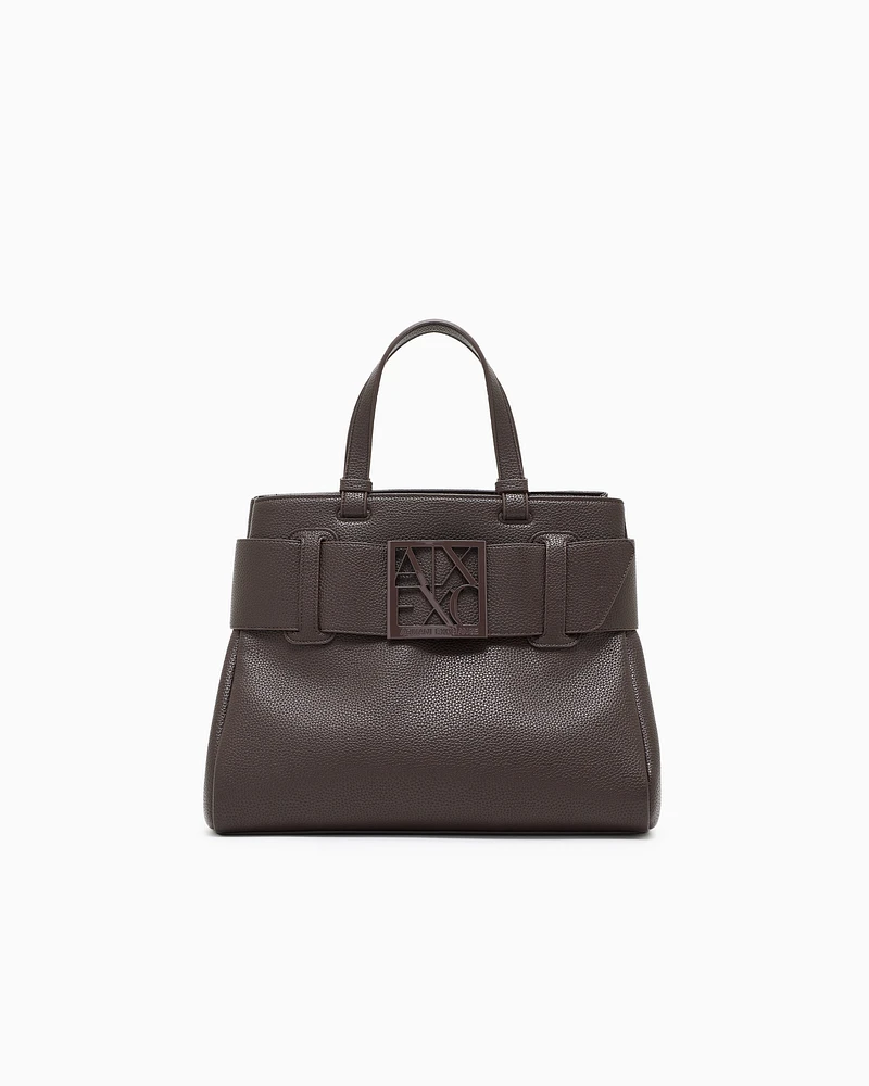 Armani Exchange - Handbag with ASV logo detail, Woman, Brown, Size: TU