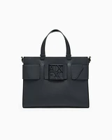 Armani Exchange - Large tote bag with double handles and shoulder strap, Woman, Black, Size: TU