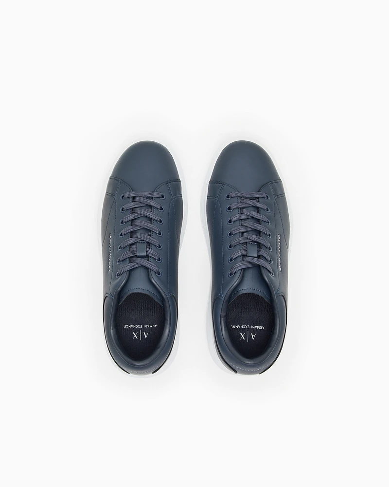 Armani Exchange - Leather sneakers, Man, Navy Blue, Size: