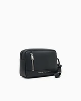 Armani Exchange - Beauty case with external strap in ASV recycled material, Man, Black, Size: TU