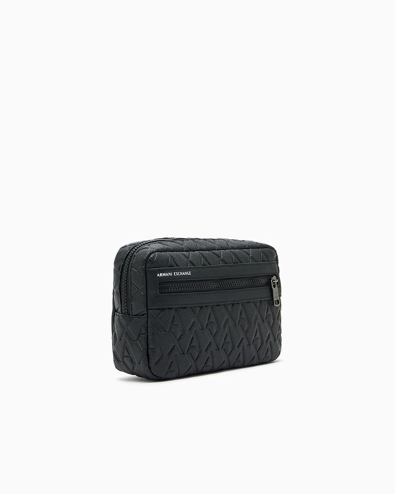 Armani Exchange - Clutch bag with allover embossed logo, Man, Black, Size: TU