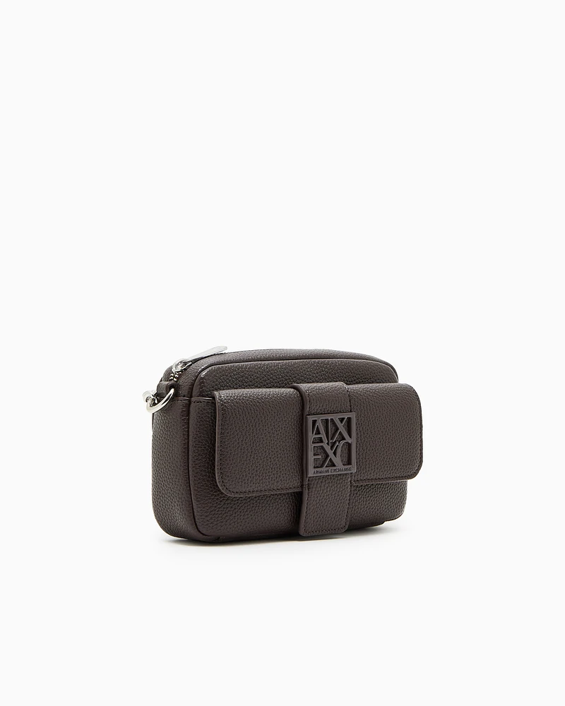Armani Exchange - Mini shoulder bag with logo, Woman, Brown, Size: TU