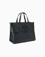 Armani Exchange - Large tote bag with double handles and shoulder strap, Woman, Black, Size: TU