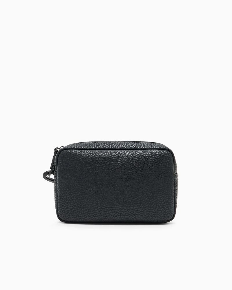 Armani Exchange - Beauty case with external strap in ASV recycled material, Man, Black, Size: TU