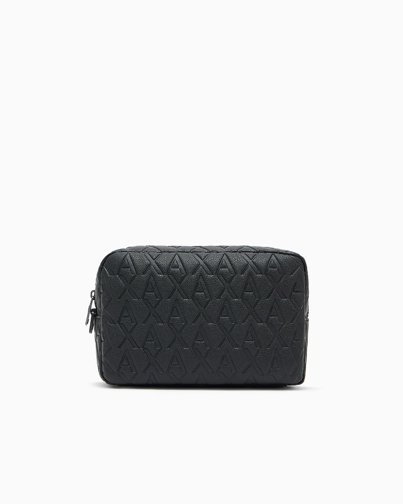 Armani Exchange - Clutch bag with allover embossed logo, Man, Black, Size: TU
