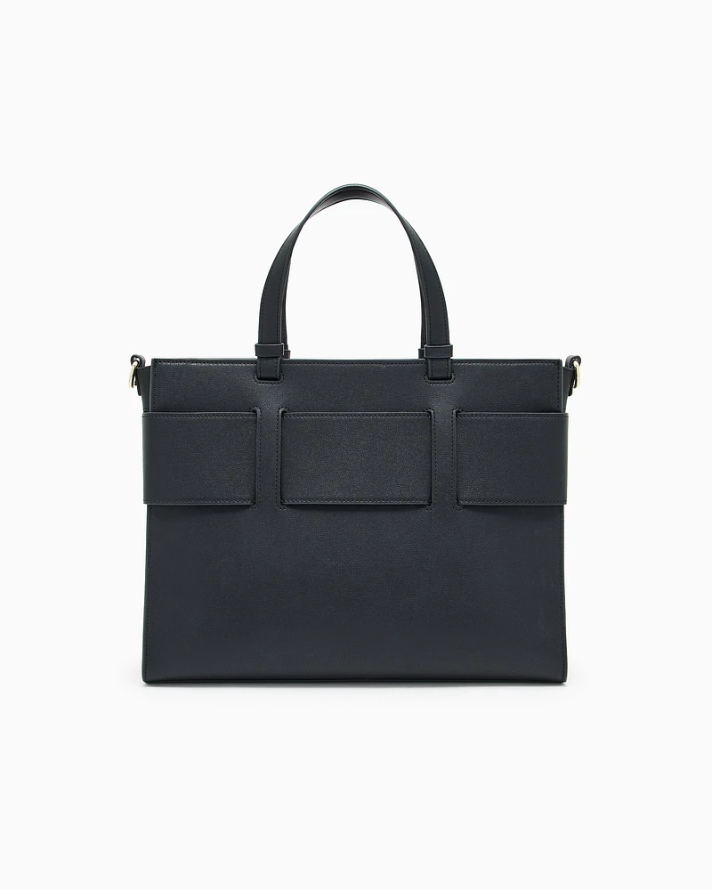 Armani Exchange - Large tote bag with double handles and shoulder strap, Woman, Black, Size: TU