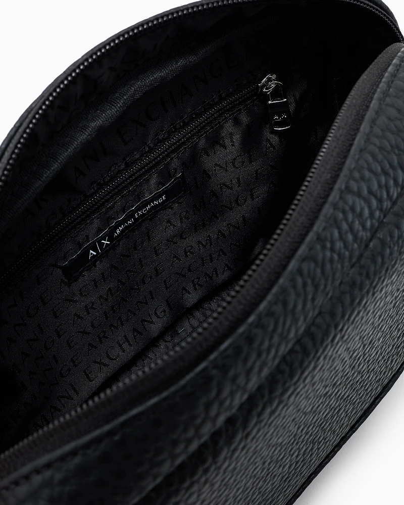Armani Exchange - Beauty case with external strap in ASV recycled material, Man, Black, Size: TU