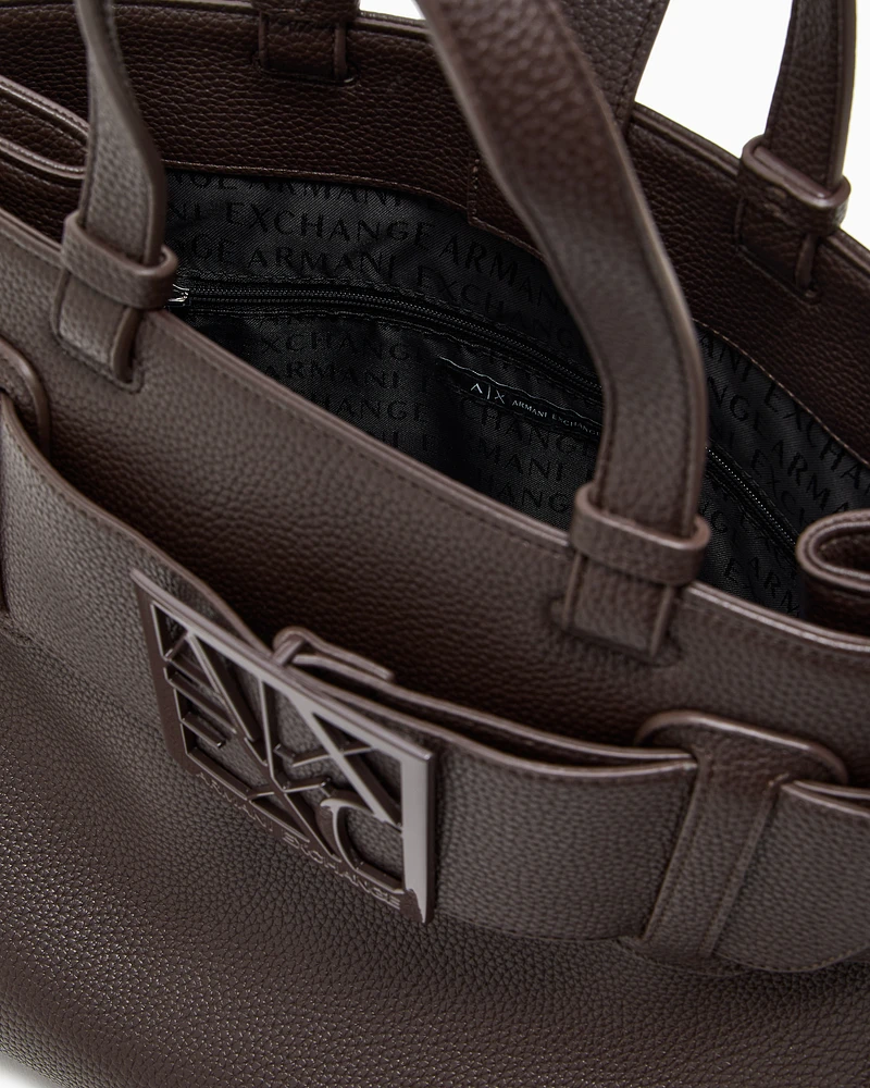 Armani Exchange - Handbag with ASV logo detail, Woman, Brown, Size: TU