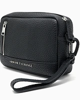Armani Exchange - Beauty case with external strap in ASV recycled material, Man, Black, Size: TU