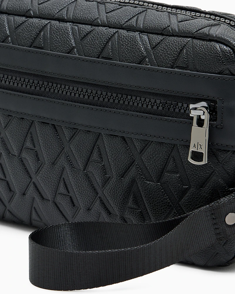 Armani Exchange - Clutch bag with allover embossed logo, Man, Black, Size: TU