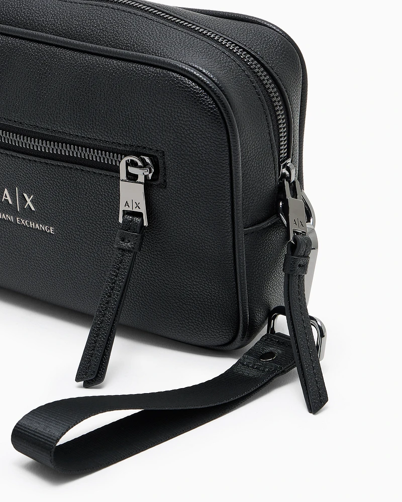 Armani Exchange - Beauty case with external drawstring, Man, Black, Size: TU