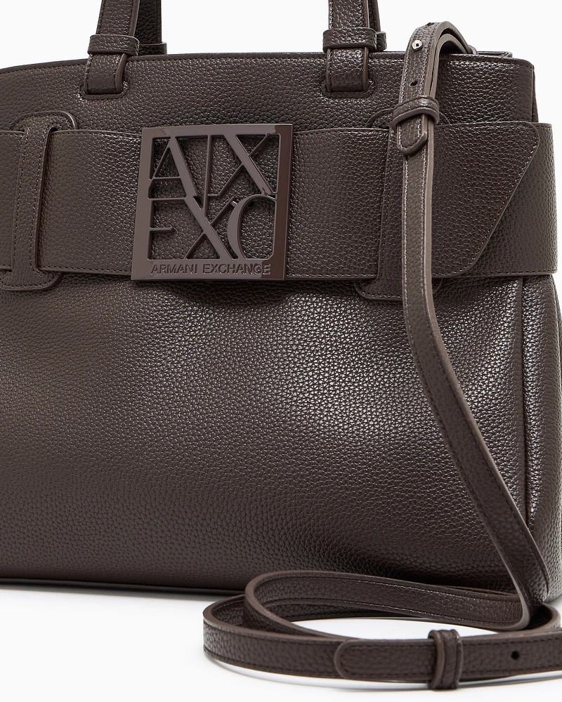 Armani Exchange - Handbag with ASV logo detail, Woman, Brown, Size: TU