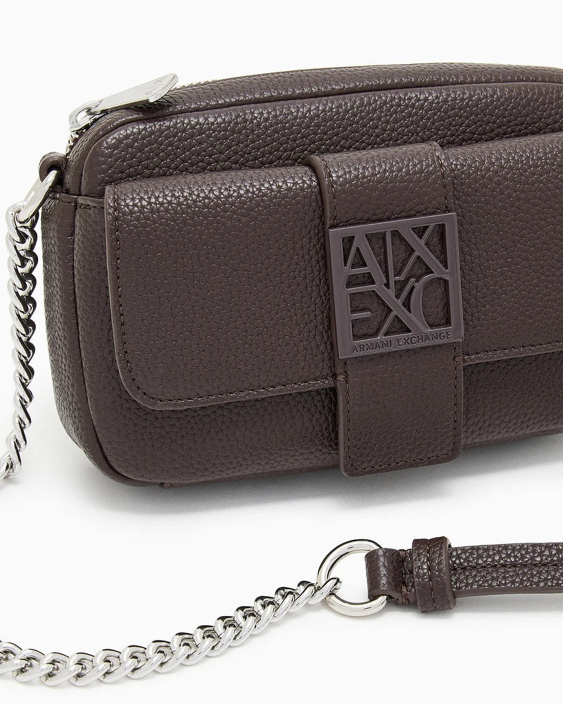 Armani Exchange - Mini shoulder bag with logo, Woman, Brown, Size: TU