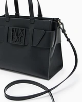 Armani Exchange - Large tote bag with double handles and shoulder strap, Woman, Black, Size: TU
