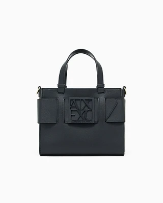 Armani Exchange - Medium tote bag with double handles and shoulder strap, Woman, Black, Size: TU