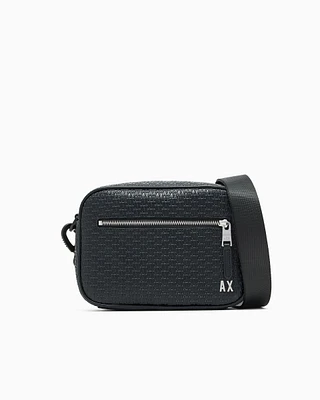 Armani Exchange - Shoulder bag with allover monogram logo, Man, Black, Size: TU