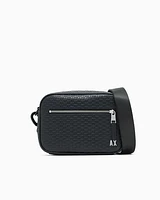 Armani Exchange - Shoulder bag with allover monogram logo, Man, Black, Size: TU