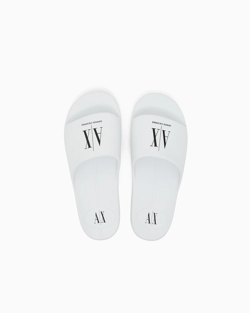 Armani Exchange - Slippers with Icon Project logo, Man, White, Size: