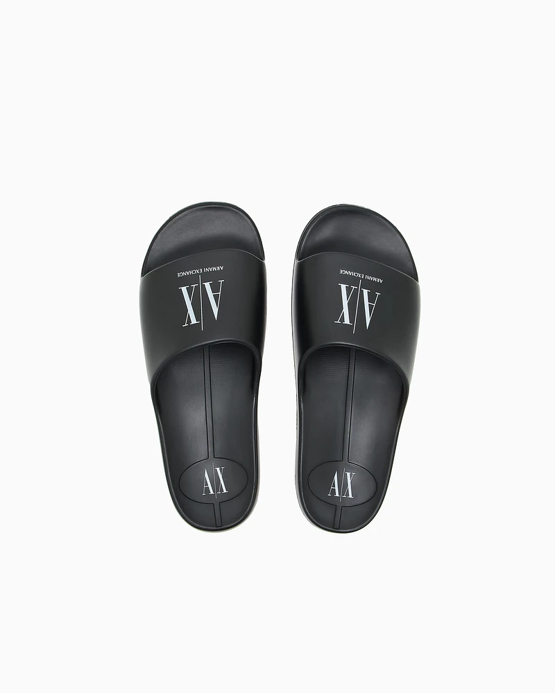Armani Exchange - Slippers with Icon Project logo, Man, Black, Size: