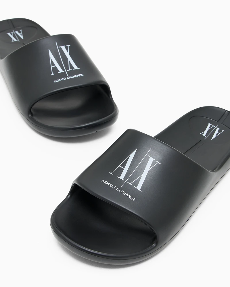 Armani Exchange - Slippers with Icon Project logo, Man, Black, Size: