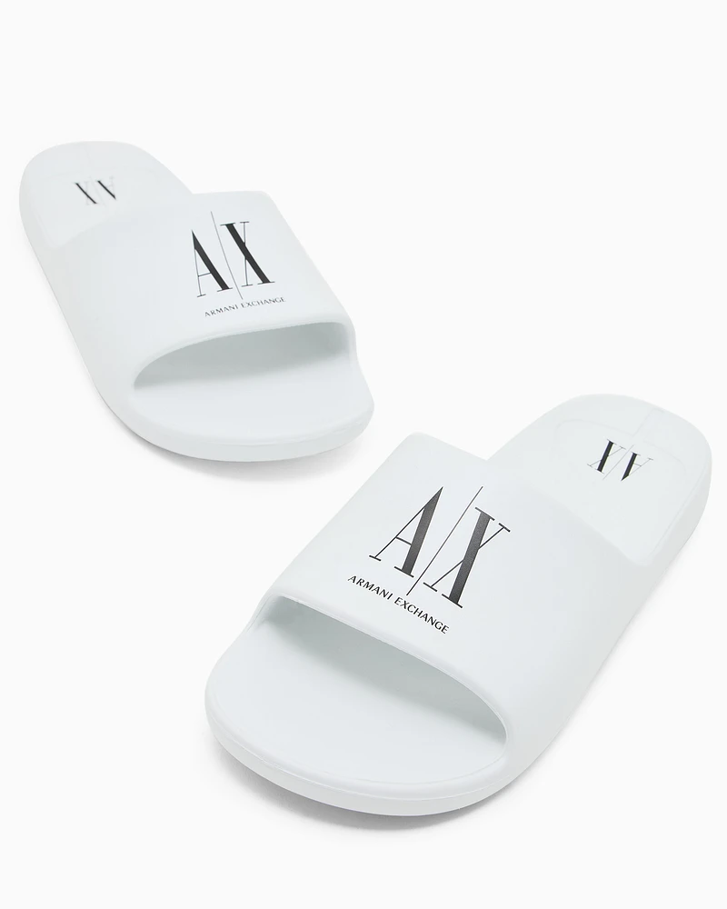Armani Exchange - Slippers with Icon Project logo, Man, White, Size: