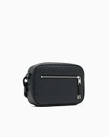 Armani Exchange - Shoulder bag with allover monogram logo, Man, Black, Size: TU