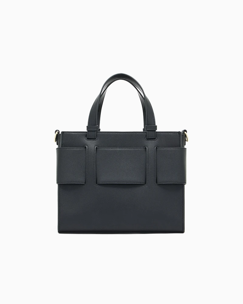 Armani Exchange - Medium tote bag with double handles and shoulder strap, Woman, Black, Size: TU