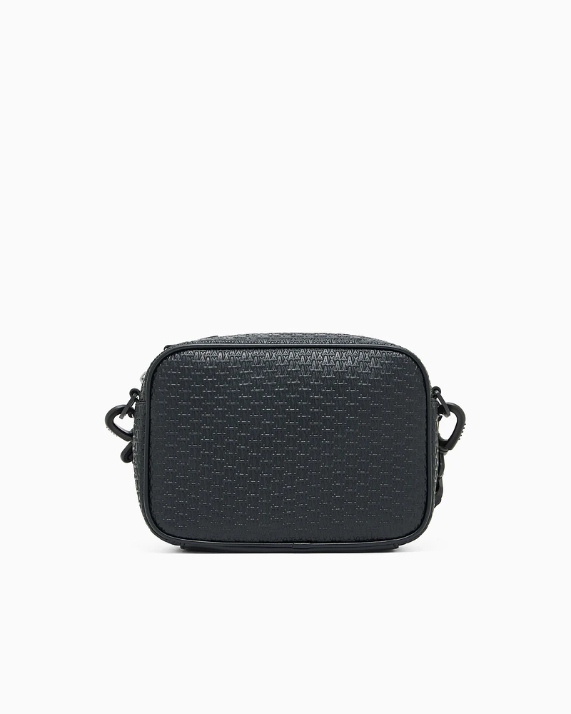 Armani Exchange - Shoulder bag with allover monogram logo, Man, Black, Size: TU