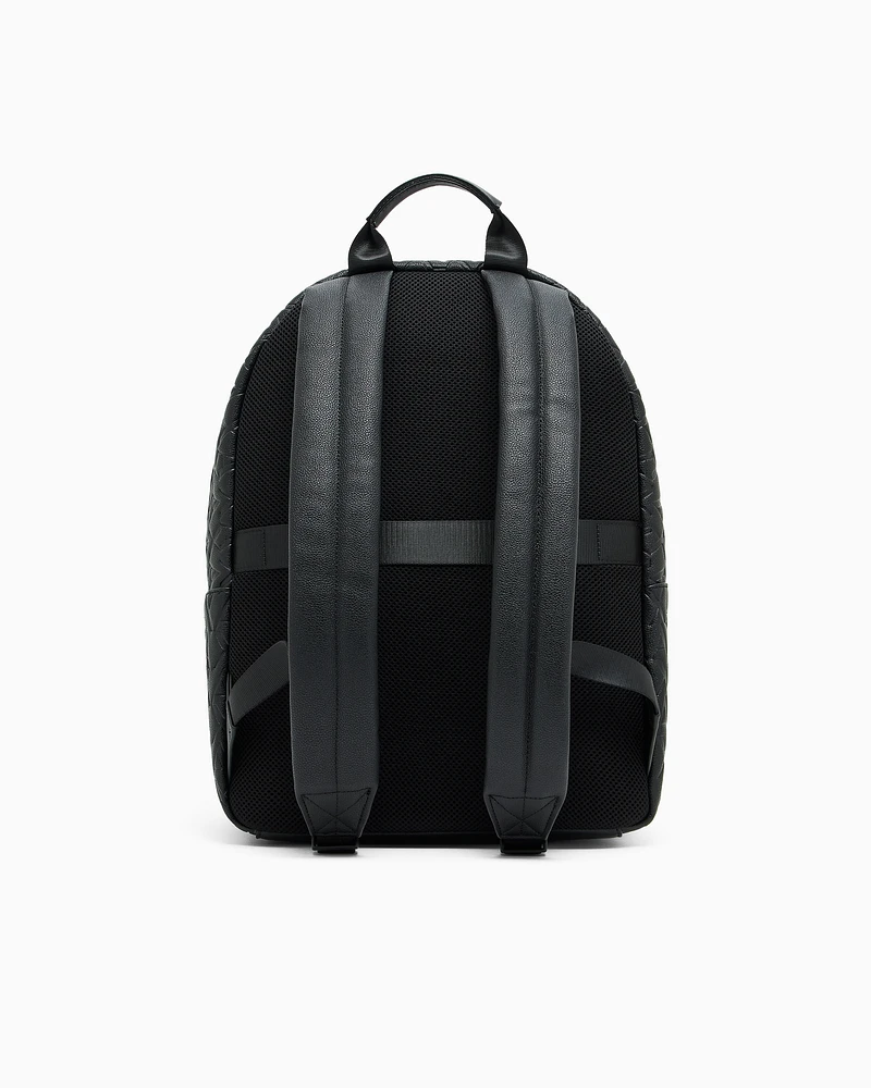 Armani Exchange - ASV Recycled Fabric Allover Logo Backpack, Man, Black, Size: TU