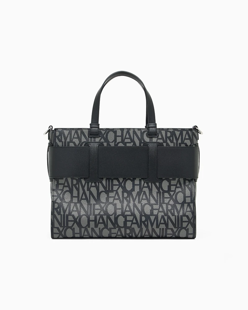 Armani Exchange - Large tote bag with double handles and shoulder strap, Woman, Black, Size: TU