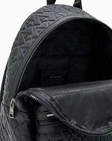 Armani Exchange - ASV Recycled Fabric Allover Logo Backpack, Man, Black, Size: TU