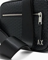 Armani Exchange - Shoulder bag with allover monogram logo, Man, Black, Size: TU