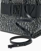 Armani Exchange - Large tote bag with double handles and shoulder strap, Woman, Black, Size: TU