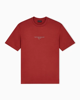 Emporio Armani - Lyocell blend jersey T-shirt with 3D-effect logo, Man, Red, Size: