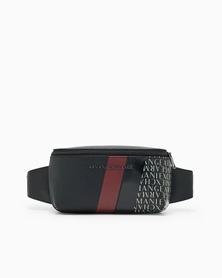 Armani Exchange - Monogram and Stripes Bum Bag, Man, Black, Size: TU