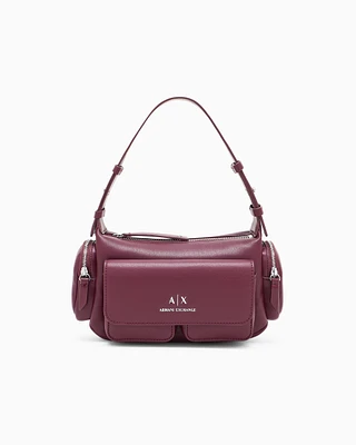 Armani Exchange - Large shoulder bag with side pockets, Woman, Burgundy, Size: TU