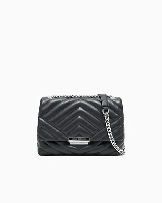 Armani Exchange - Shoulder bag in quilted material with metal details, Woman, Black, Size: TU
