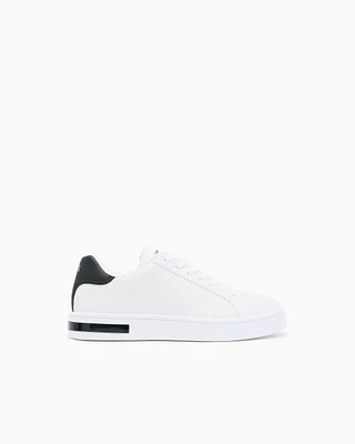 Armani Exchange - Lace-up sneakers with allover embossed logo, Man, White, Size: