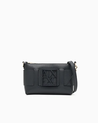 Armani Exchange -  Color block shoulder bag with maxi logo, Woman, Black, Size: TU
