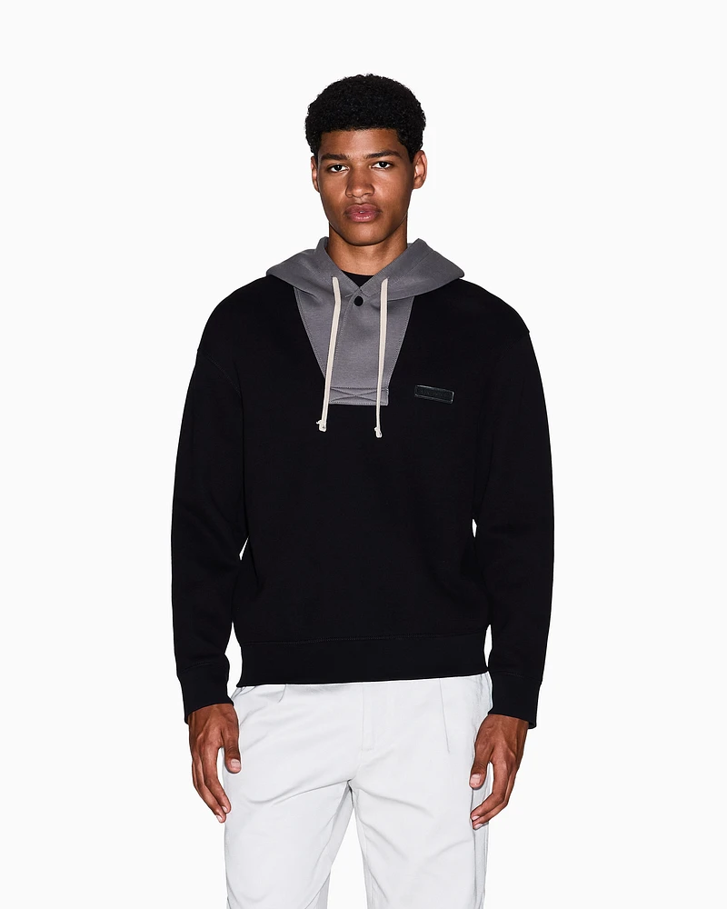 Armani Exchange - Contrast hoodie, Man, Black, Size: M