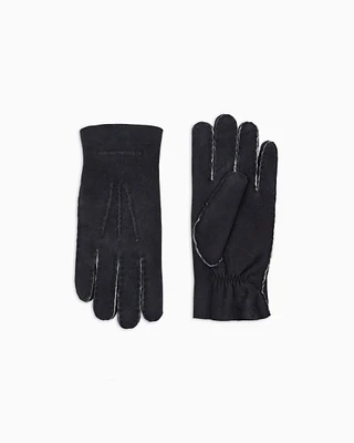 Emporio Armani - Shearling lambskin gloves, Man, Black, Size: