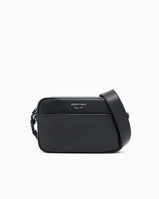 Emporio Armani - Leather camera case with shoulder strap, Woman, Black, Size: TU