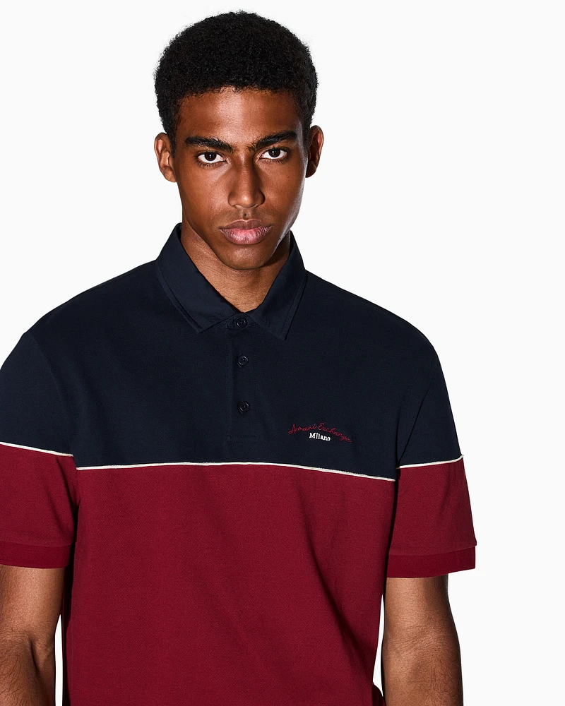 Armani Exchange - Regular fit two-tone polo, Man, Blue, Size: M